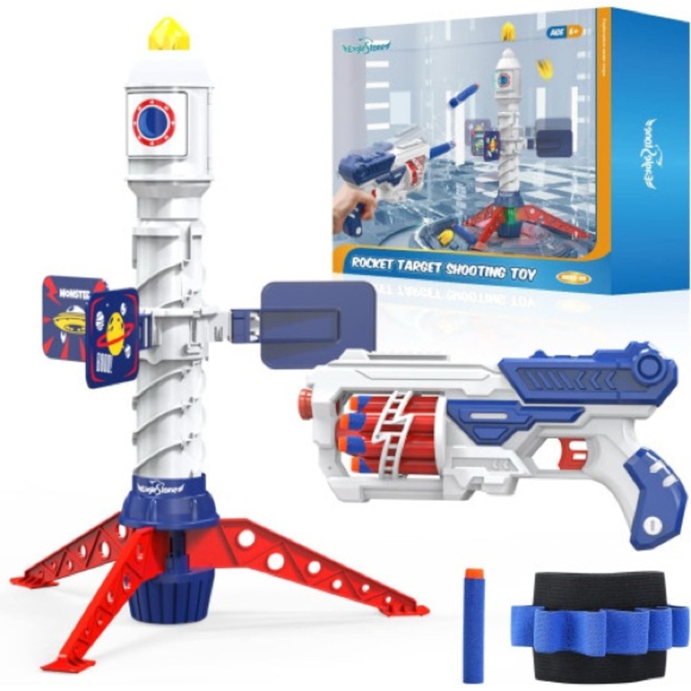 Rocket Target Shooting Toy - Red, Blue, White